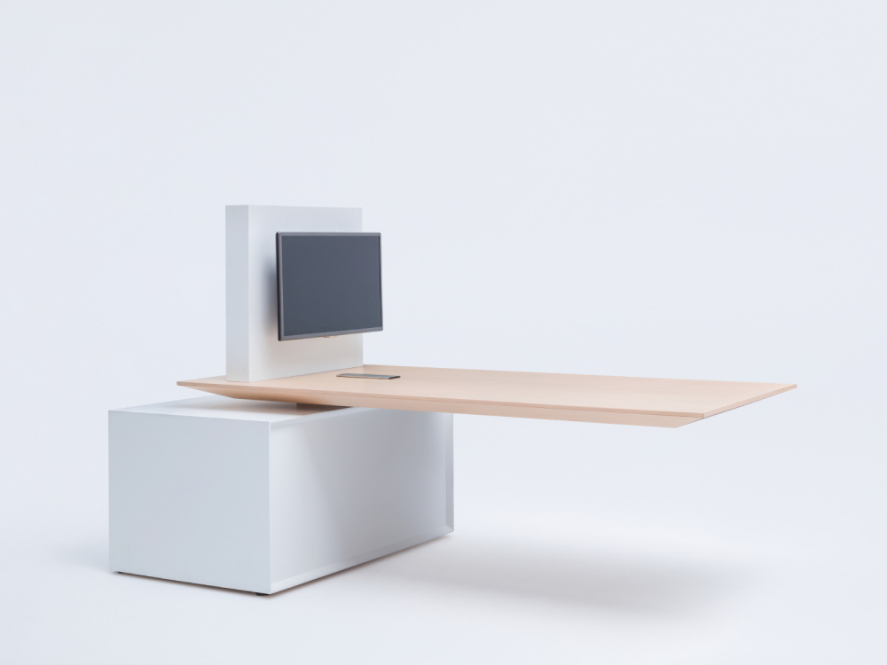 Edda 1 Height Adjustable Rectangular Meeting Table With Multimedia Handle 2