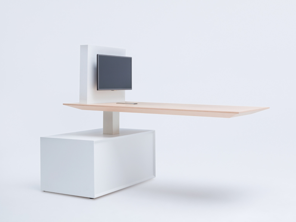 Edda 1 Height Adjustable Rectangular Meeting Table With Multimedia Handle 5