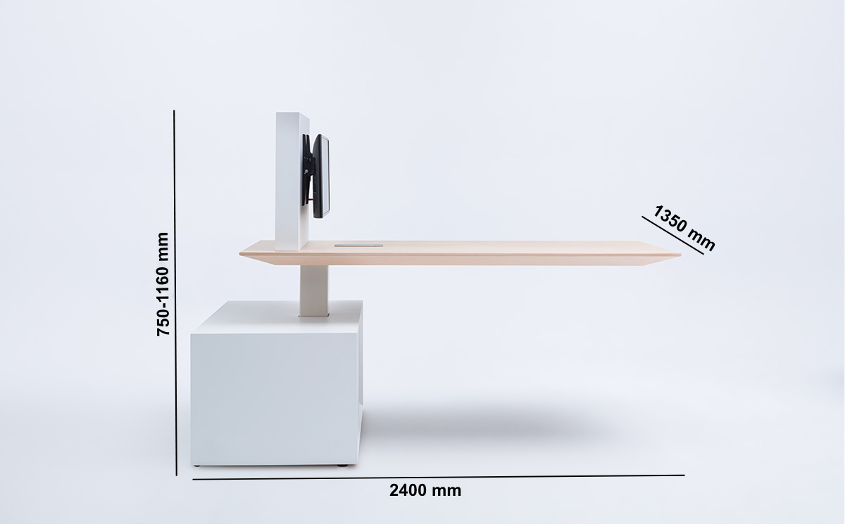 Edda 1 Height Adjustable Rectangular Meeting Table With Multimedia Handle Middle