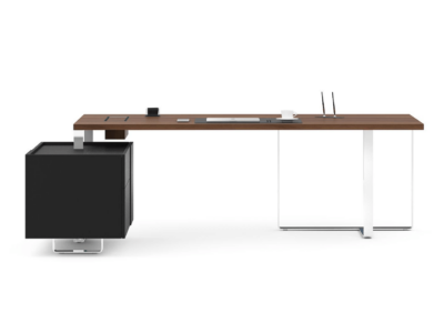 Fabrice 2 – Wood Veneer Executive Desk With Modesty Panel And Credenza Unit
