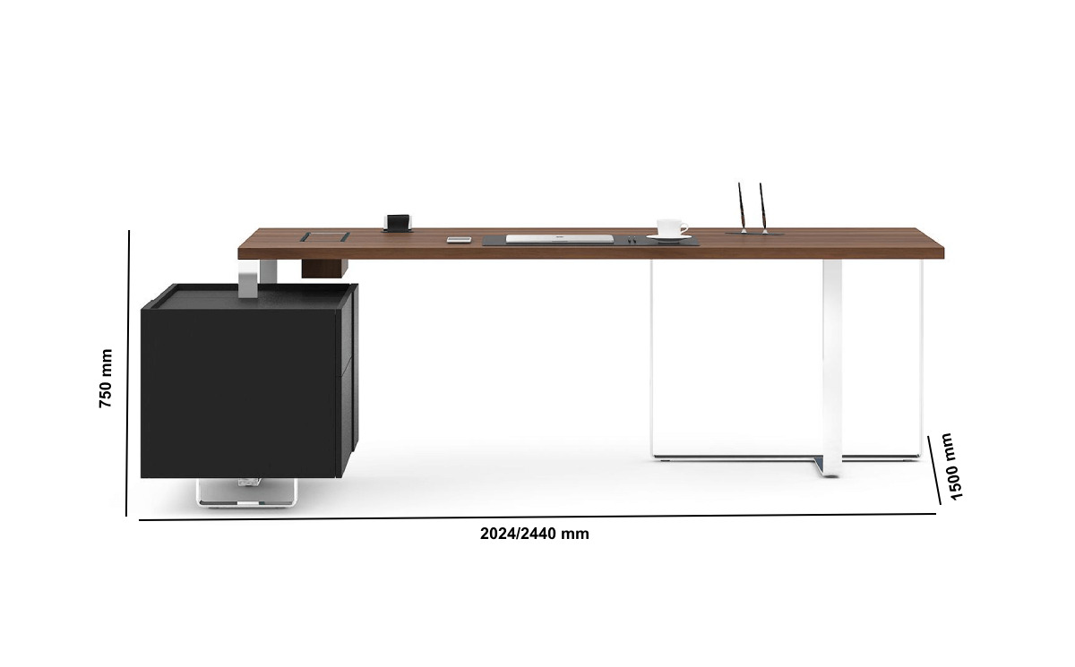 Fabrice 2 – Wood Veneer Executive Desk With Modesty Panel And Credenza Unit Size Image (1)