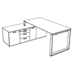 Raymond 1 Desk With Large Credenza Unit Right