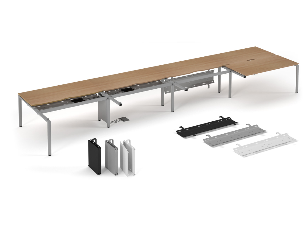 Titian Double Bench Desk For 2, 4 And 6 Persons With Return 5