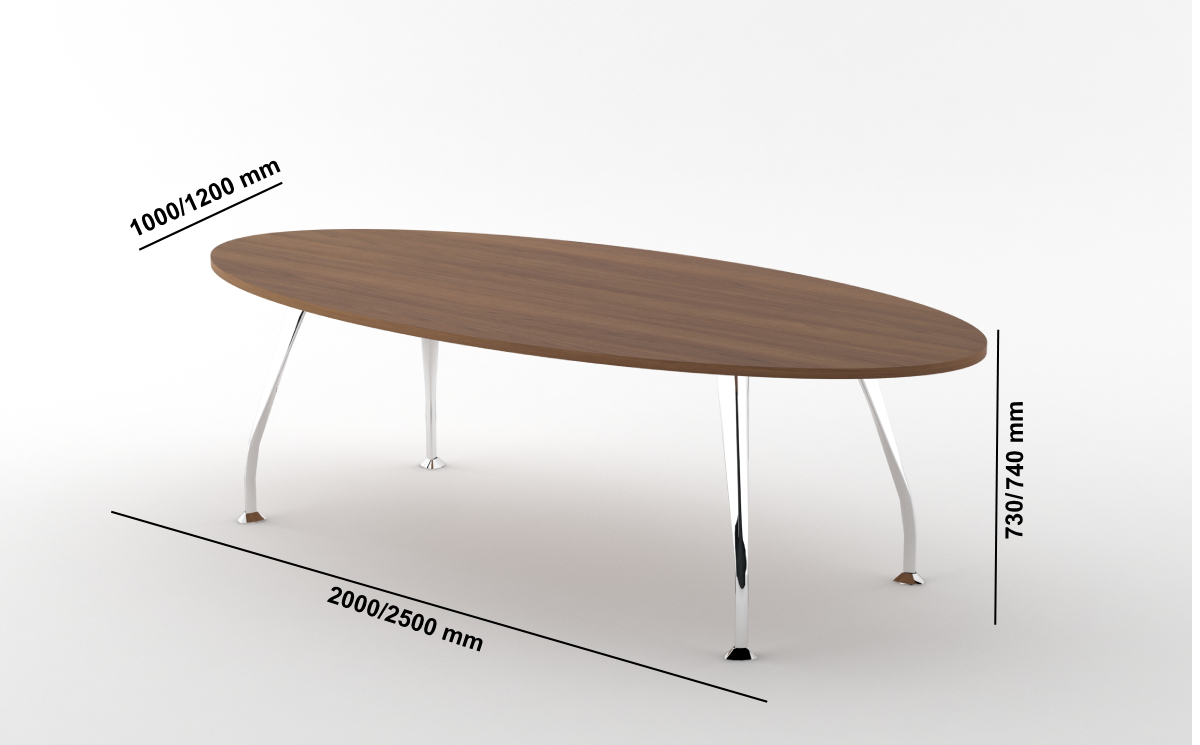 Zeta 2 Oval Shape Meeting Table With Metal Leg Middle
