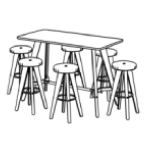 Small Rounded Corner Rectangular Shape Table (6 and 8 Persons) + 6 and 8 Chair