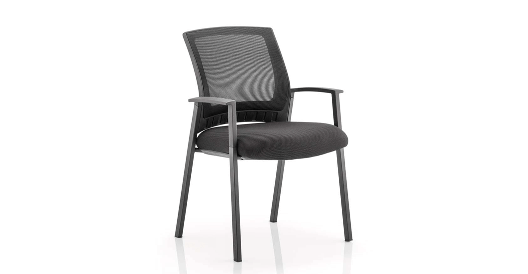 Metro Visitor Chair Black Fabric Black Mesh Back Black