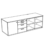 1 Door With Lock,4 Drawers With Lock, 2 Open Compartments,3 Shelves (4r)