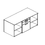 2 Drawers With Lock And 1 Filing Unit, 2 Open Compartments,2 Shelves(l1255 X D652 X H540)