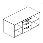 4 Drawers With Lock And 2 Open Compartments,2 Shelves (l1255 X D652 X H540)