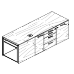 L1702 X D562 X H540(2 Doors, 4 Drawers, 3 Locks And Open Compartment)