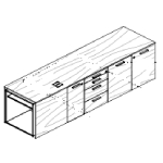 L2119 X D562 X H540(3 Doors, 2 Drawers And 1 Filing Unit, 3 Locks And Open Compartment)