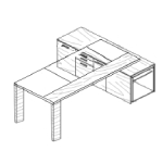 Desk with Leather Insert and Credenza Unit