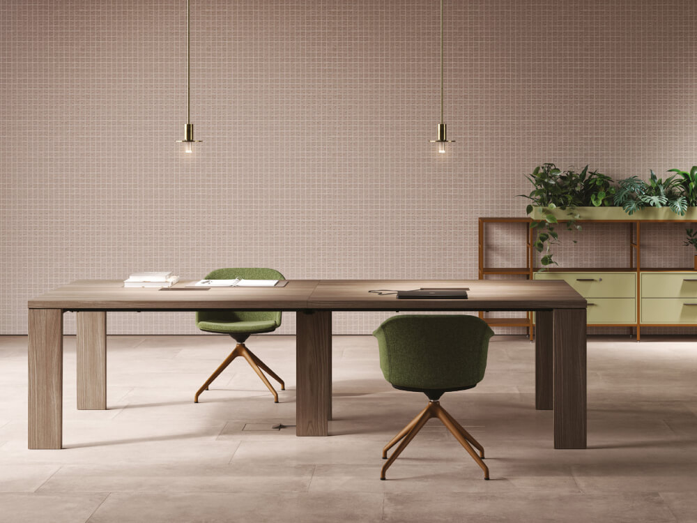 Skylar 2 Round Square And Rectangular Shaped With Central Insert Wood Veneer Meeting Table Main Table