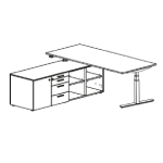 Vigente Desk With Large Credenza Unit Left Side